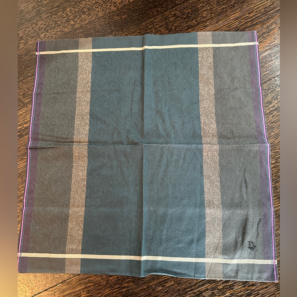 Dior Teal Patterned Scarf
